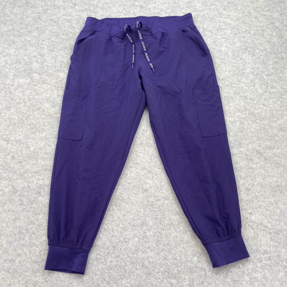 Med Couture Jogger Pants Womens L Petite (34x25) Purple Insight Scrub Cargo